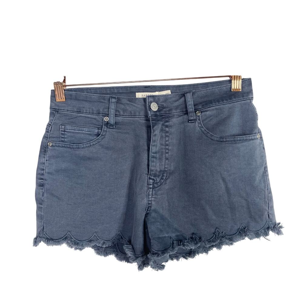 New Francescas Harper Heritage Blue Scallop Edge Jean Shorts 26 Stretch Cotton